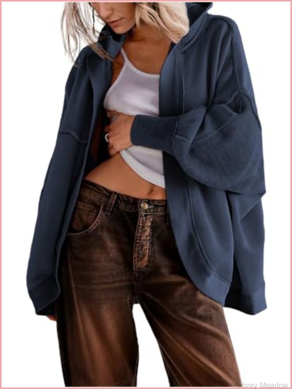 Women's Cardigan, Open Front Hooded, Oversized Batwing Sleeve Drop Shoulder